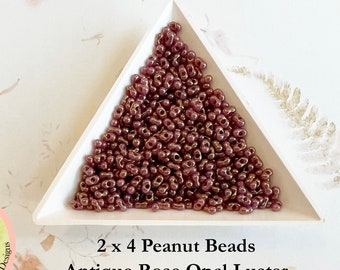 Antique Rose, Opal Luster Peanut Beads, 2x4mm Peanut Beads, Matsuno Peanut Beads, 32 grams,  6 Inch Tube, Luster Finish