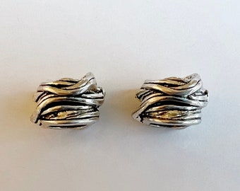 Silver Tone Sliders, 12x15mm Sliders, Set of 2 Sliders, 8mm Hole Sliders