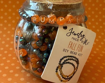 Pumpkin Spice DIY Bead Kit, Glass Pumpkin Storage
