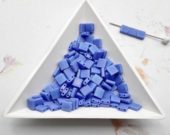 Tila Beads, Matte Opaque Periwinkle AB Miyuki Tila Beads, 10 GM Loose Pack, Tila Beads