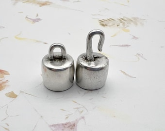 10mm Silver End Caps with Hook and Loop Clasp, Cord Ends with Hook Clasp, 10mm Cord Ends, Two Piece Set, Use For Kumihimo or Leather