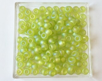 Miyuki Size 6 Seed Beads, Matte Transparent Chartreuse AB, 143FR, 3 Inch Tube