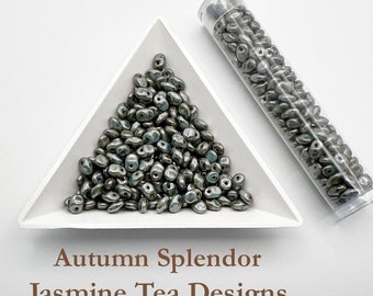 Matubo, SuperUno Chalk Lazure Blue Beads, 2.5x5mm SuperUno Beads, 12 Grams, 3 Inch Tube, Used In Autumn Splendor