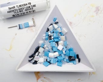 Miyuki Tila Beads Mix, Assorted Sizes, Wave Colors (7.2 GM)