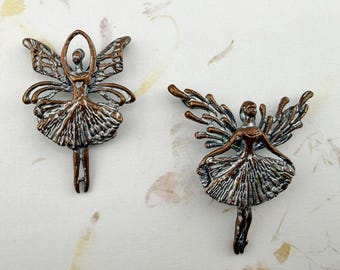 Fairy Pendant, White Wash Bronze, 36mm x 25mm