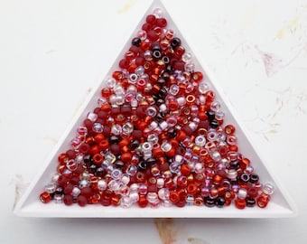 Miyuki Strawberry Fields Blend, Size 8 Seed Bead Mix in Reds, Pinks, Burgundy and White Tones, Miyuki Seed Bead Mix, 5 Inch Tubes, 22 Grams
