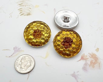 Golden Honeycomb Czech Glass Shank Button (27mm)