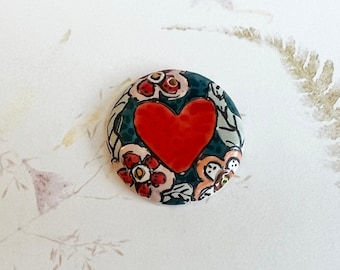 Heart Design by Damyanah Studio, Small Pendant, Hand Painted and Hand Glazed Stoneware Pendant