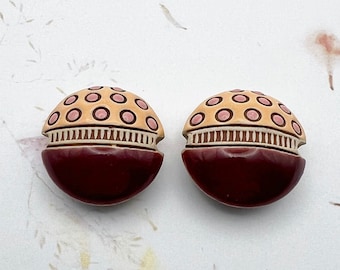 Hand Stamped Stoneware Lentil Beads: Artisan Glazed Ceramic Set of 2