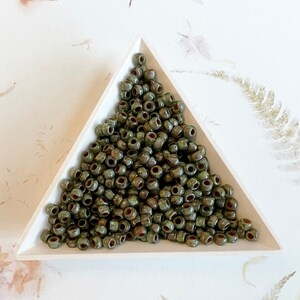 Aquamarine Picasso Size 7 Matubo Seed Beads, Bulk Quantity 50 Gram Bags