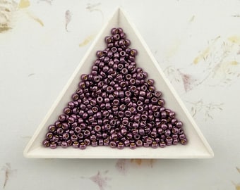 Miyuki 8/0 Seed Beads Dura-Coat Galvanized Eggplant, Japanese Round Beads for Jewelry Making, Kumihimo, Beaded Designs, 14 Grams