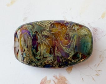 Handcrafted Murano Glass Pendant, Swirled Design, Large Hole