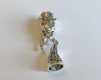 8mm Antique Silver Plated Leopard Head With Tail End Caps And Hook Closure, 8mm Silver Clasp Set, Kumihimo Closures, Glue In