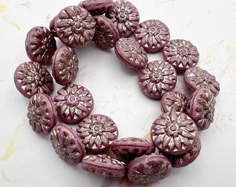 Platinum Wash Dahlia Flowers, 15mm, Opaque Pink Silk Color, 12 Dahlia per Strand