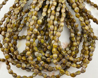 Pinch Beads, Gaspeite Opaque with Picasso (4x3mm, 50/Strand)
