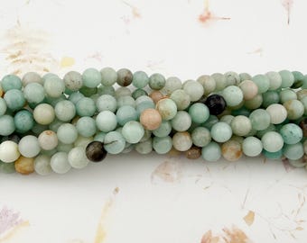 6mm Natural Smooth Finish Amazonite Round Beads
