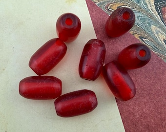 Bohemian Resin, Mykonos Cherry Red Resin, Barrel Shape, Worry Beads