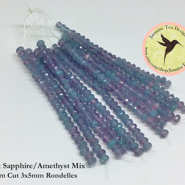 Light Sapphire And Amethyst Mix 3mm Crystal Rondelle, 25 Chinese Crystals Per Strand
