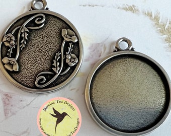 Poppy Design Antiqued Pewter Bezel Pendant - Fits 25mm Cabochon