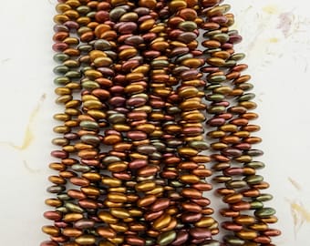 6mm Metallic Bronze Iris Czech Glass Lentil Beads, Matte, 50 Per Strand, Single Hole, Top Drilled