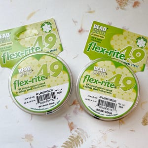 Gold or Rose Gold Flex-Rite Metallic Beading Wire: 49 Strand, 30 Foot