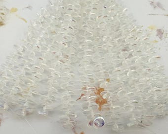 6mm Lentil Shaped Top-drilled Beads, Crystal AB (50) Czech Glass