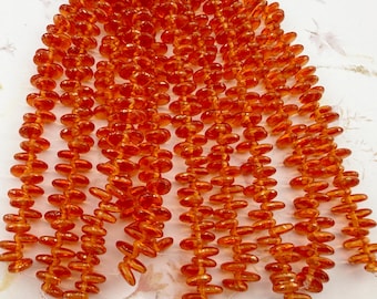 6mm Lentil Shaped Beads, Sunshine Dust Czech Glass, Orange Gold Flake, (50)