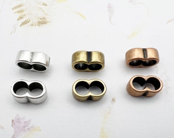 Set of Two, 5mm Round Each Inside Hole, Double Slider, Choose Antique Silver, Antique Brass or Antique Copper