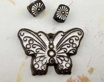 Butterfly Pendant, Add Your Own Color Detail, Set of 3 Beads