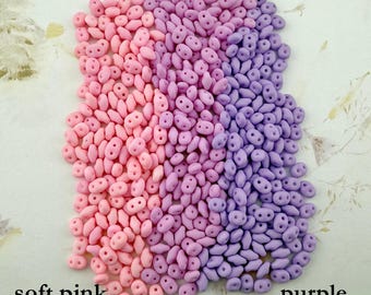 Czech SuperDuo® Bondeli Colors, Matte Purple, Lilac and Pink, 2-Hole Bead