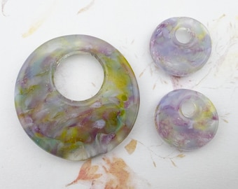 Moonlit Whisper Halo Disk Bead Set, Boro Glass with Dichro, Handcrafted in California
