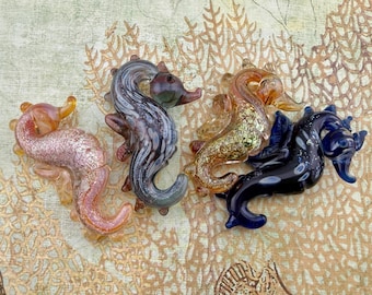 Seahorse Focal Bead, Hand Crafted With Boroscilica And Dichroic Glass, Made In The USA