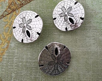 17mm Sand Dollar Buttons by Tierracast, Shank, Plated Pewter