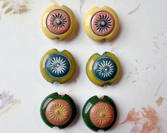 Handcrafted Stoneware Lentil Beads, Golem Design Studio, Set of 2