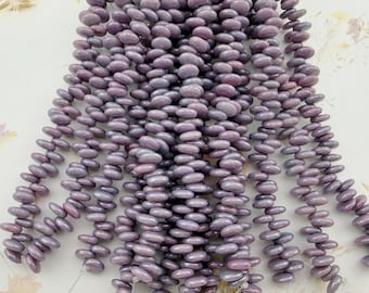 6mm Opaque Amethyst Luster, Lentil Shaped Beads, 50 Per Strand