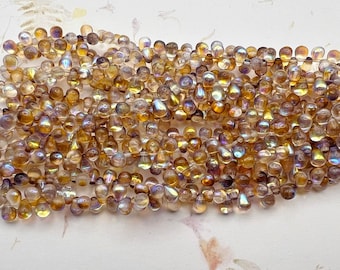 New! 4x6mm Topaz Celestial Teardrops, Teardrop Beads, Czech Glass Teardrop, 50 Teardrops Per Strand, Top Drilled