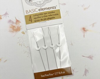 Basic Elements FINE Collapsible Eye Needles, 4 Needles Per Pack, 2.5 Inches, The BeadSmith