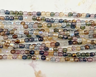 4mm Luster Mix Fire Polish Beads, 50 Beads Per Strand