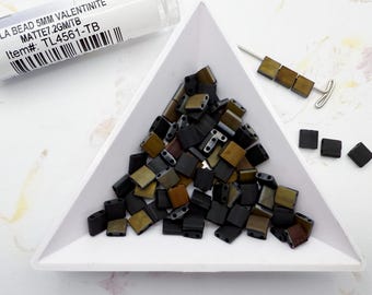 Tila Beads, Valentine Matte, Color Mix Tila Beads, Front and Back Color Mix, 7.2g Tube, 5mm Tila Beads