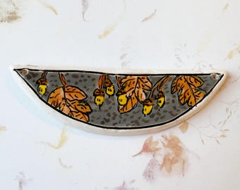 Golden Autumn by Damyanah Studio, Stoneware Half Circle Pendant, Hand Crafted in Bulgaria