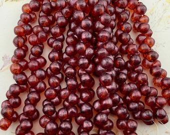 Rose Bohemian Picasso, 7x7mm Mushroom Beads, 30 Beads Per Strand