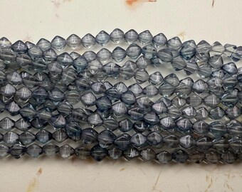 Montana Blue, Luster Finish, Lucerna Beads, 6x6mm, Czech Pressed Glass, Bicone Beads, 50 Beads per Strand