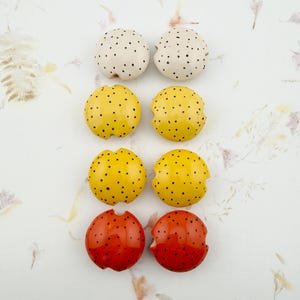 Polka Dots, Stoneware Lentil Shaped Stoneware Beads, Sets of Two