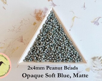 Soft Blue, Matte Peanut Beads, 2x4mm Peanut Beads, Matsuno Peanut Beads, 32 grams, 6 Inch Tubes, Matte Finish