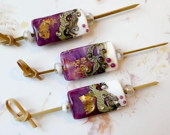 Lampwork Focal Bead Set, Venetian Murano Glass, California Artisan