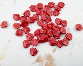 Rose Petals, 8x7mm, Metallic Suede Guava, 50 Beads Per Strand