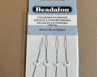 Beadalon MEDIUM Collapsible Eye Needles, 4 Needles Per Pack, 2.5 Inches