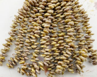 6mm Lentil Shaped Beads, Opaque Gold Smoky Topaz, Single Hole, Top Drilled (50)