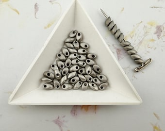 Matte Palladium Plated, Miyuki 4x7mm Long Magatama Beads, 5 grams, Tubed Miyuki LMA 194F