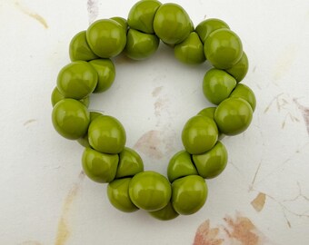 Gaspeite Opaque Mushroom Beads, 9mm (30 Beads)